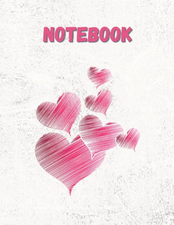 Notebook: Hearts Print Composition Notebook - College Ruled 120 Pages - Large 8.5 x 11 - Image 3