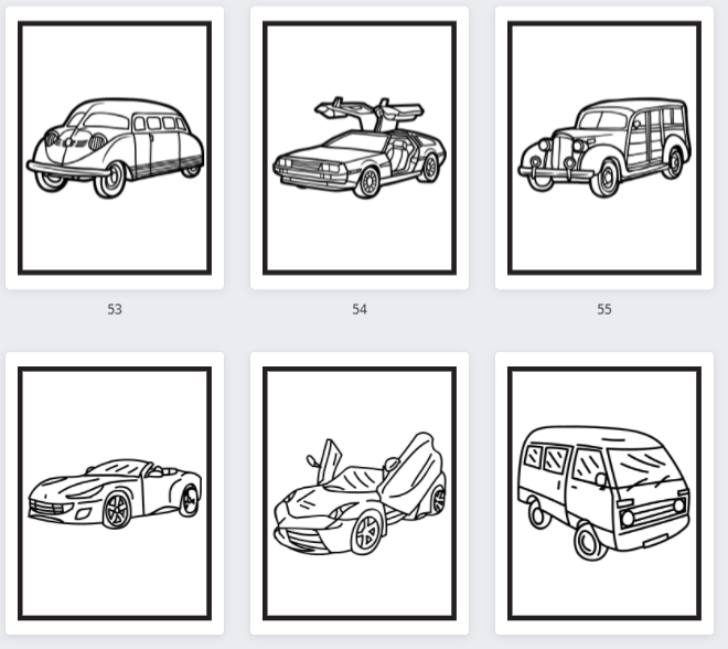the 100 cars coloring book content