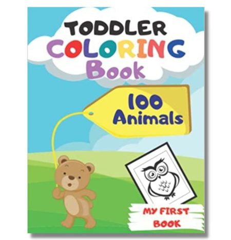 toddler coloring book 100 animals cover